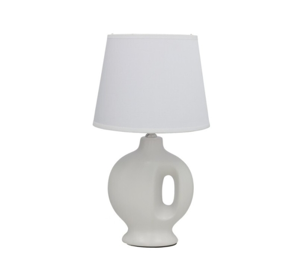 Seville Ceramic Table Lamp, White, 20.00 × 20.00 × 33.00 cm, DECORLIFE