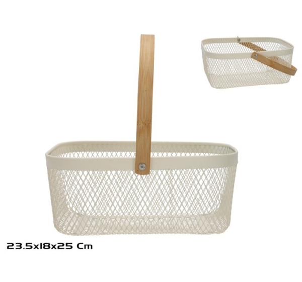 Basket With Bamboo Handle, 23.50 × 18.00 × 25.00 cm