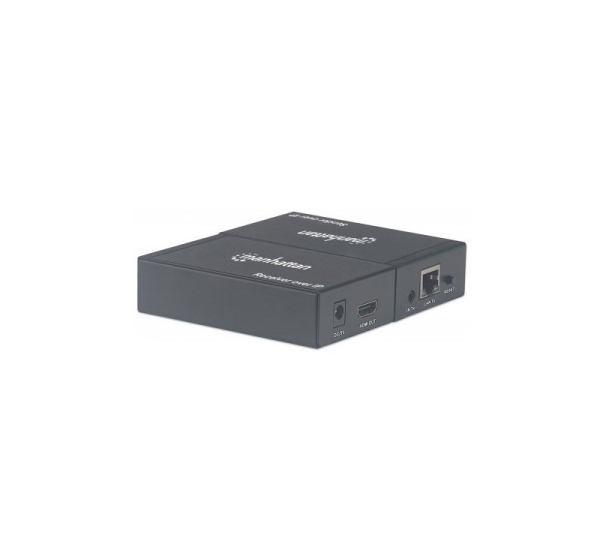 Manhattan 1080p HDMI over IP Extender Kit, Extends 1080p Signal up to 120m with a Network Switch and Single Ethernet Cable, IR Support, Black, Three Year Warranty