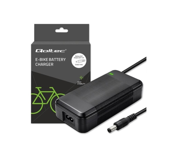 Qoltec Szybka Ładowarka do roweru skutera elektrycznego 36V | 42V | 4A | 5.5*2.1 +kabel zasilający