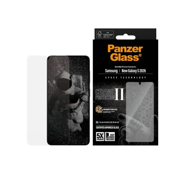 PanzerGlass Ceramic Screen Protector Samsung New Galaxy S26 | Ultra-Wide Fit w. EasyAligner | PanzerGlass