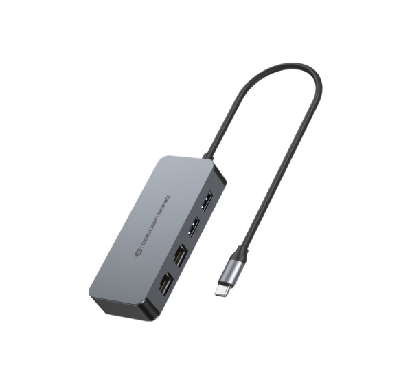 Conceptronic ABBY24G USB-C to Dual-Port Gigabit Network Adapter with 2-Port USB Hub