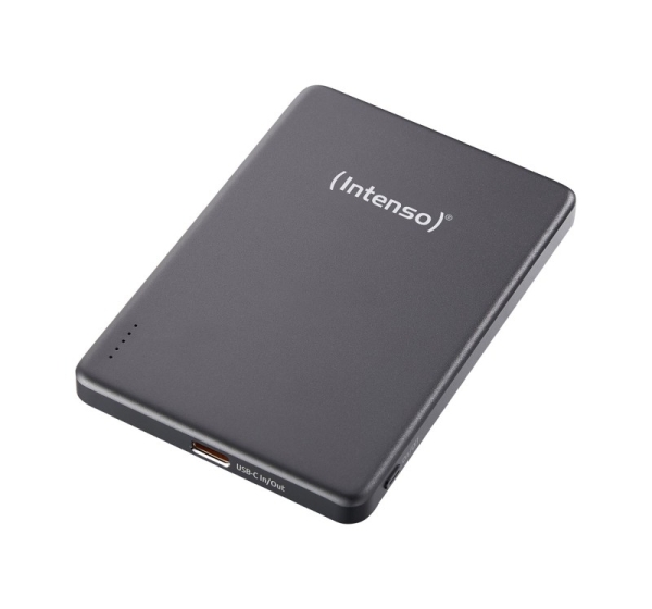 Intenso MW5000 Magnetic Power Bank 5000 mAh – MagSafe Compatible, 15W Wireless Charging, 20W USB-C PD, Slim & Compact – Tested in Germany – Gray