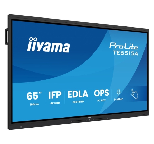iiyama TE6515A-B2AG Signage Display Kiosk design 163.8 cm (64.5") Wi-Fi 550 cd/m2 4K Ultra HD Black Touchscreen Built-in processor Android 24/7