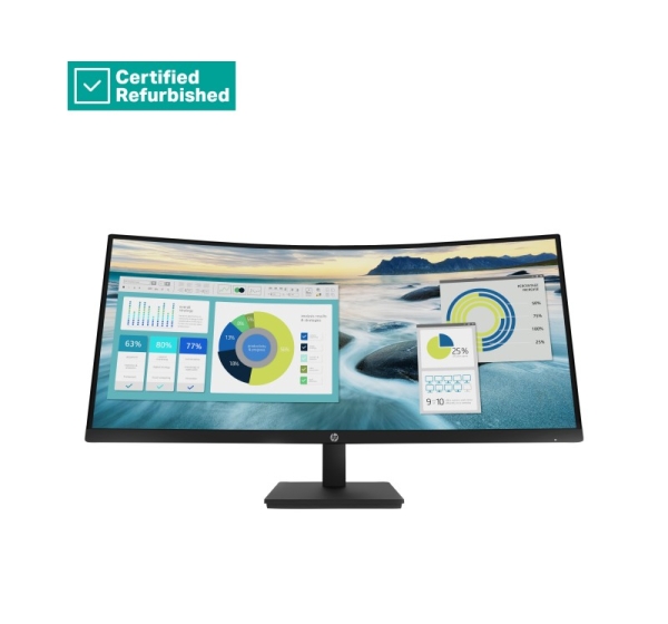 HP RENEW RENEW SILVER HP P34hc G4 Curved Charging Monitor - 34" 3440x1440 WQHD 250-nit 100Hz AG, Curved, VA, USB-C(65W)/HDMI/DisplayPort, 4x USB-A, speakers, height adjustable/tilt, 1 years 21Y56AAR#ABU