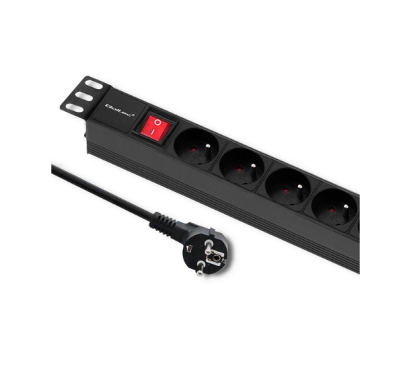 Qoltec Listwa zasilająca PDU do RACK 19'' 1U 16A 8xFRENCH