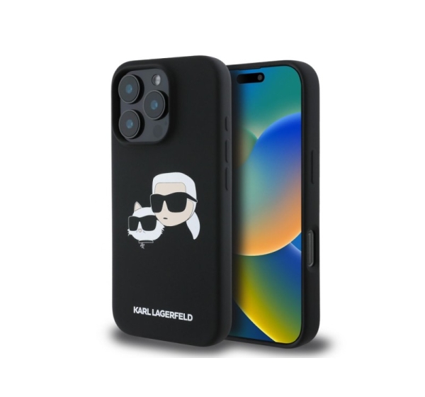 Karl Lagerfeld Apple  Karl Lagerfeld Liquid Silicone Double Heads MagSafe Case for iPhone 16 Pro Max Black