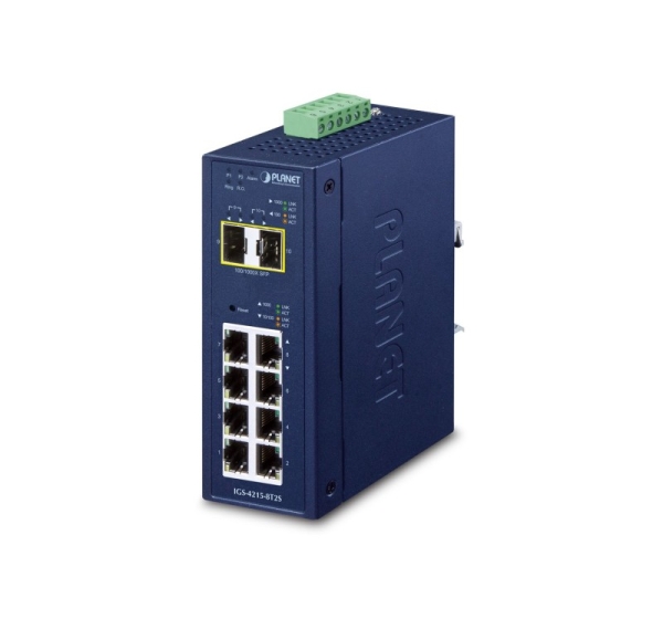 PLANET IP30 Industrial L2/L4 8-Port Managed L2/L4 Gigabit Ethernet (10/100/1000) Blue