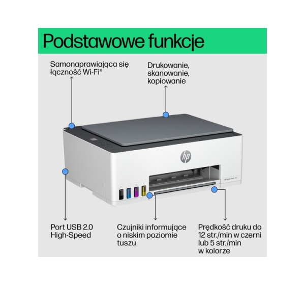 HP Smart Tank 580 All-in-One Printer, Home and home office, Print, copy, scan, Wireless; High-volume printer tank; Print from phone or tablet; Scan to PDF