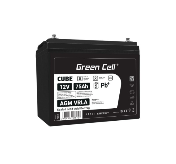 Green Cell AGM12V75AH-J UPS battery Sealed Lead Acid (VRLA) 12 V 75 Ah