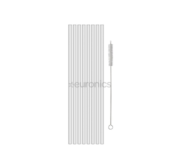 Koziol CHEERS STRAWS, 270 mm, 8 pcs, 4009535, crystal clear - Drinking straws with a brush