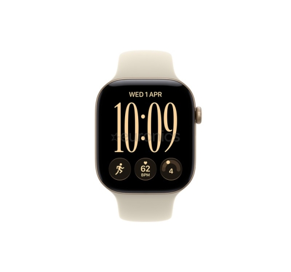 Apple Watch 12, 46 мм, GPS, алюминий, Sport Band, M/L, золотистый / бежевый - Смарт-часы