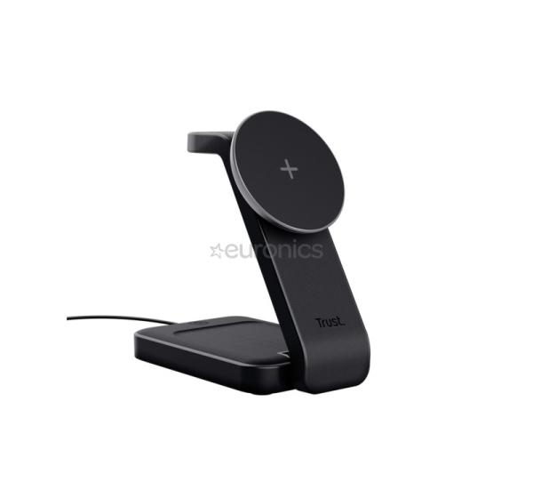 Trust Viro 3-in-1 Wireless Magnetic Charge Stand, Qi, melna - Bezvadu lādētājs