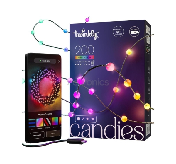 Twinkly Candies Pearls, RGB, 200 светодиодов, USB-C, 12 м, зеленый - Умная гирлянда