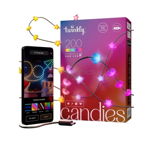 Twinkly Candies Stars, RGB, 200 светодиодов, USB-C, 12 м, зеленый - Умная гирлянда