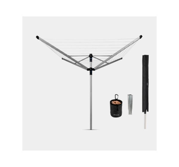 BRABANTIA rotējošs veļas žāvētājs, 50m, met.stipr+pārv+soma, Metallic Grey