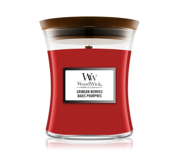 Medium Scented Candle WOODWICK Medium Hourglass Candles Crimson Berries 275 g, 1 piece