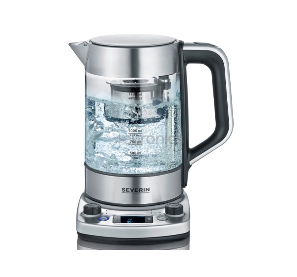 Severin, temperatūras regulācija, 1.7 L, caurspīdīga/sudraba - Tējkanna