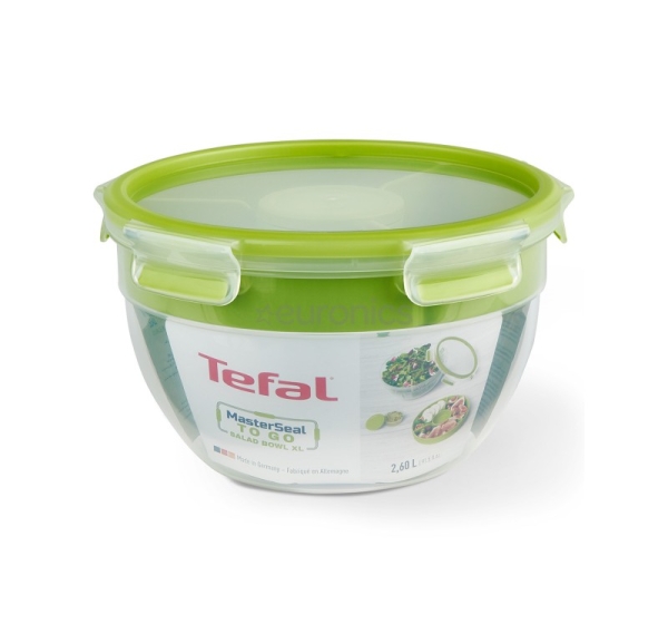 Tefal Masterseal & Go, 2.6 L, caurspīdīga/zaļa - Salātu trauks
