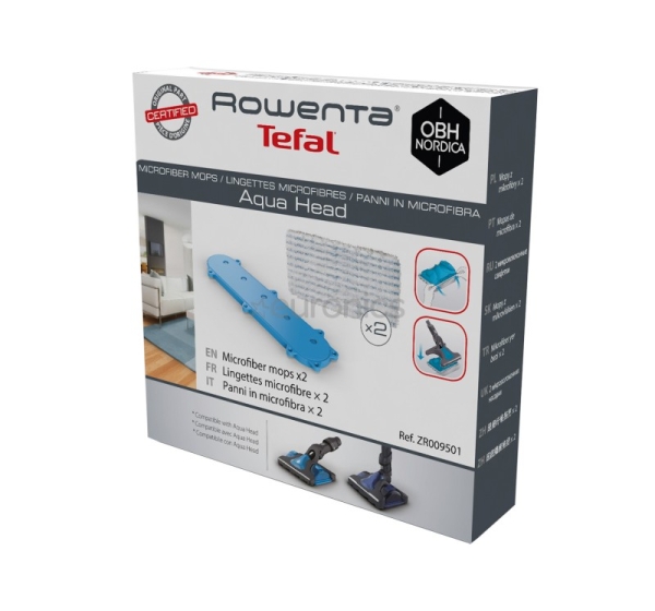 Tefal - Mikrošķiedras lupatiņas Aqua Head uzgalim