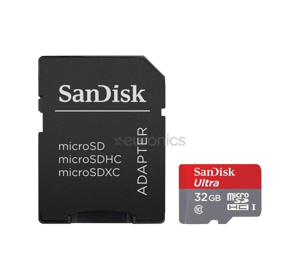 Atmiņas karte MicroSDHC Ultra + adapteris, SanDisk (32 GB)