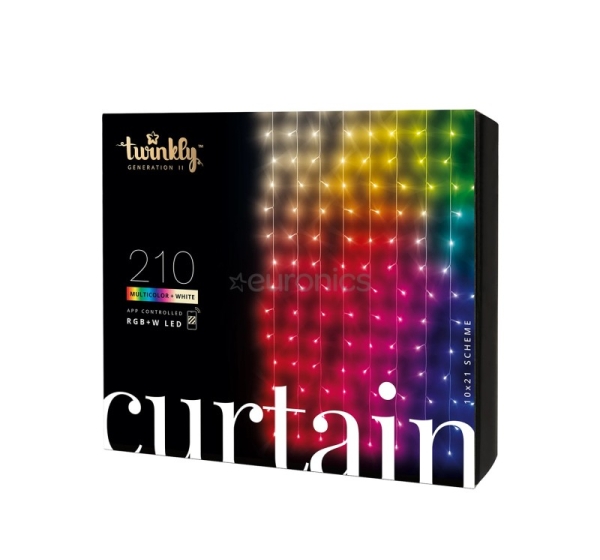 Twinkly Curtain, 210 LED, IP44, black - Smart Christmas Lights