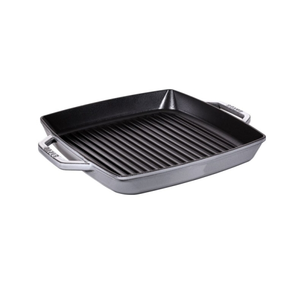 STAUB Square cast iron grill pan with two handles 33 cm, graphite