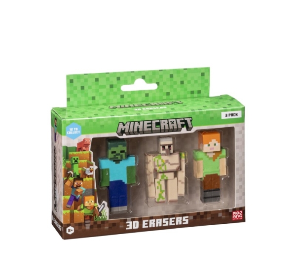 MINECRAFT 3D ERASERS - 3 PACK VER.C