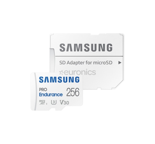 Samsung PRO Endurance, microSDXC + SD adapter, 256 GB, white - Memory Card