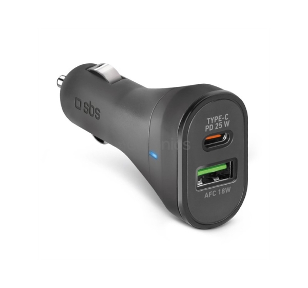 SBS, USB-A, USB-C, 25 W, black - Car charger