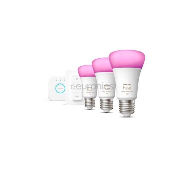 Philips Hue White and Color Starter Kit, E27, 3 gab., balta - Viedās gaismas starta komplekts
