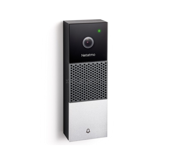 Netatmo Smart Video Doorbell, 2 МП, WiFi, обнаружение людей, ночной режим, черный/серый/белый - Умный дверной звонок с камерой