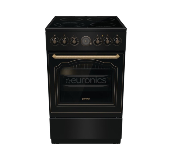 Gorenje, retro, 70 L, melna - Elektriskā plīts ar keramikas virsmu