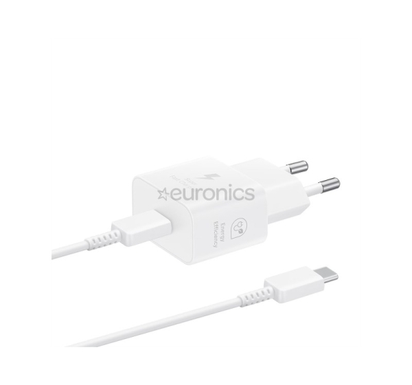 Samsung, USB-C, 25 W, white - Power adapter and USB-C cable
