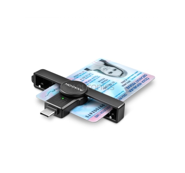 AXAGON CRE-SMPC, USB-C, black - Smart card reader