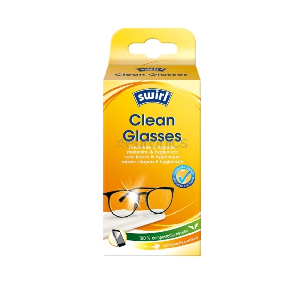Swirl Clean Glasses, 50 gab. - Vienreizējās salvetes briļļu tīrīšanai