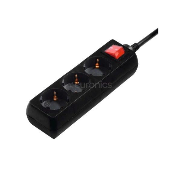 Hama Power Strip, 3-way, 3 m, black - Power Strip