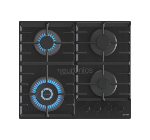 Gorenje, width 60 cm, black - Built-in gas hob
