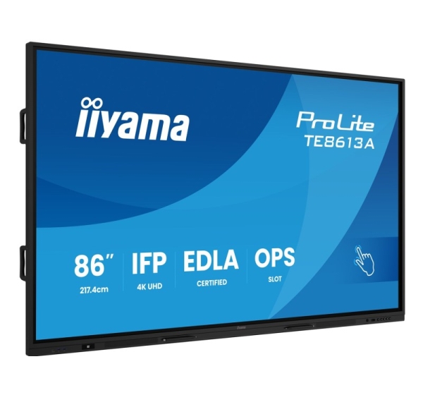 iiyama TE8613A-B2AG Signage Display Kiosk design 2.17 m (85.6") Wi-Fi 500 cd/m² 4K Ultra HD Black Touchscreen Built-in processor Android 24/7