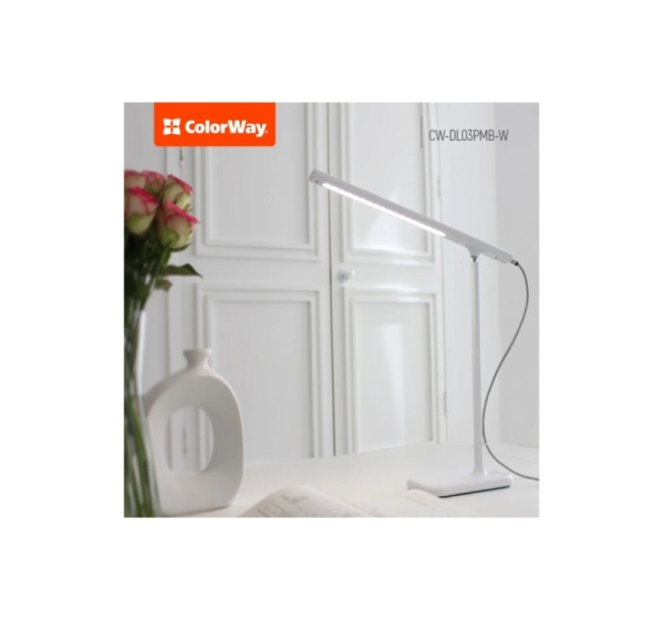 ColorWay LED Table Lamp Portable & Flexible with Built-in Battery White CW-DL03PMB-W