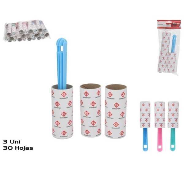 Set of 3 Lint Roller Rolls, 30 Sheets Each, 3 Assortments, 20 x 4 x 4 cm