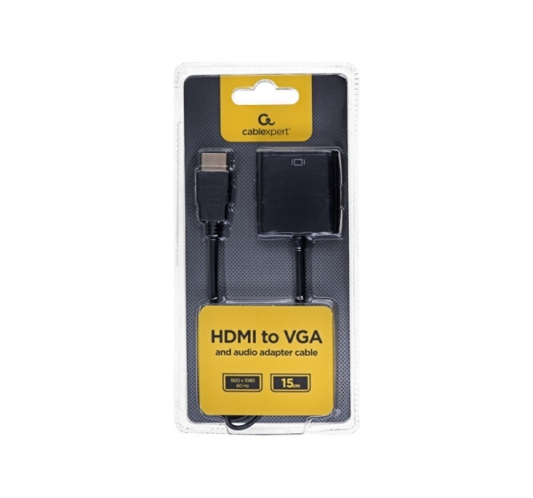 Gembird A-HDMI-VGA-03 video cable adapter 0.15 m HDMI Type A (Standard) VGA (D-Sub) Black