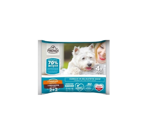 FRENDI Turkey and game pieces in a delicate sauce - wet dog food - 4x100g