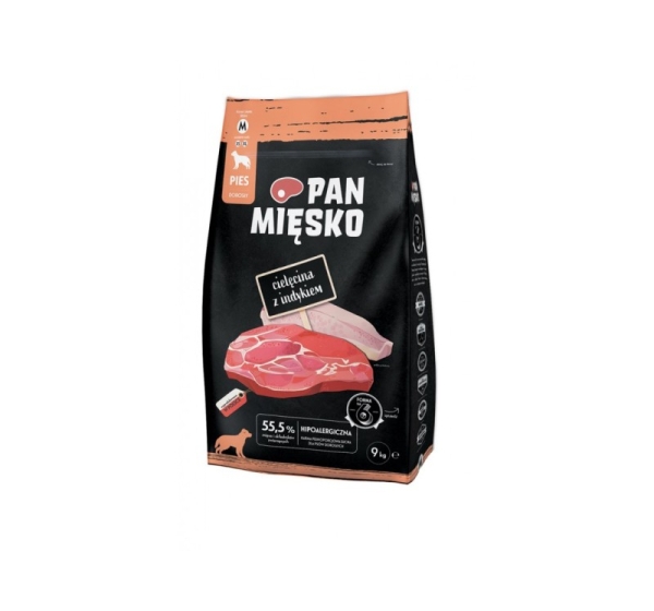 PAN MIĘSKO Veal with turkey M - dry dog food - 9kg