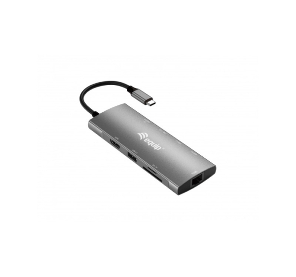 Equip USB-C 9 in 1 Multifunctional Adapter, HDMI 4K/60Hz, Gigabit LAN, USB 3.2 GEN1, SD/TF, 100W USB PD