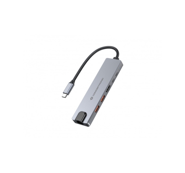 Conceptronic DONN29G 6-in-1 USB 3.2 Gen 2 Docking Station, 4K60Hz HDMI, USB-A 10Gbps x 2, USB-C 10Gbps, GbE LAN, 140W USB PD 3.1