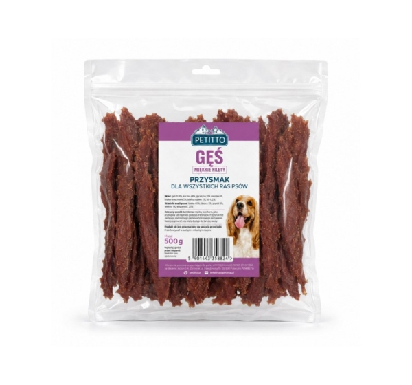PETITTO Soft goose fillets - dog treat - 500g