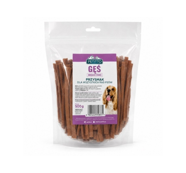PETITTO Soft goose meat strips - dog treat - 500g