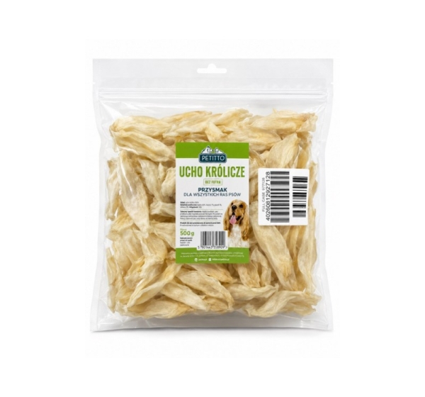 PETITTO Rabbit ear without fur Mono - dog treat - 500g