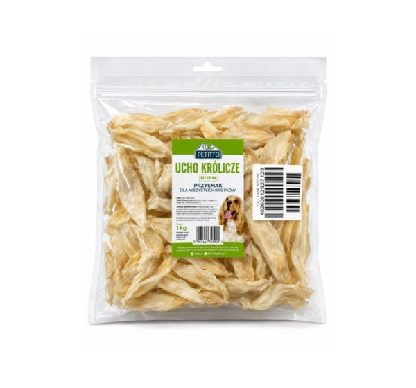 PETITTO Rabbit ear without fur Mono - dog treat - 1kg